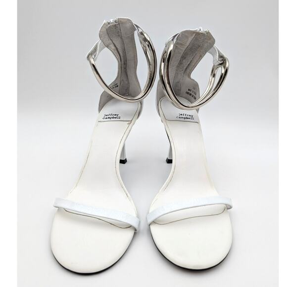 Jeffrey Campbell Cuff It Ankle Strap Sandal Women's White/Silver Size US10 EU41 - Picture 2 of 11